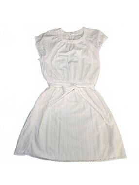 GAP White Eyelet Lace Dress with Tie Waist - Size M